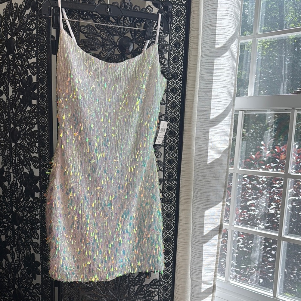 Iridescent Sequin Mini Dress bride bachelorette size small Windsor